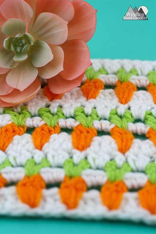 Learn to make the garden inspired carrot crochet stitch with this video tutorial. This is a great stitch to add some spring detail to any crochet project.