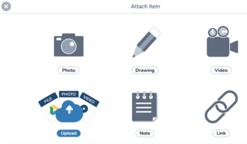 Close up photo of the options for Multimedia Instructions or Example on Seesaw.