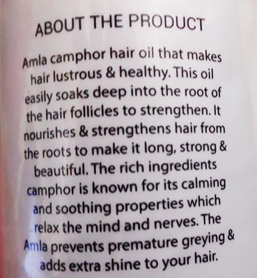 Seer Secrets amla and camphor hair oil review -about