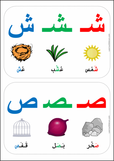 بطاقات أشكال الحروف أول الكلمة وسط الكلمة وآخر الكلمة تعلم مع كنان