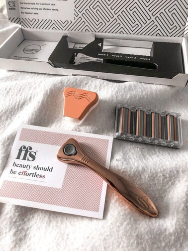 FFS review - There’s also the option to add on extra products, including the world’s first three-step shaving system for women, featuring an exfoliating Pre-Shave Scrub, award-winning Shave Cream and moisturising Post-Shave Balm, as well as a range of organic, vegan, aluminium-free deodorants. FFS is also certified cruelty-free and offers a blade recycling scheme for used blades