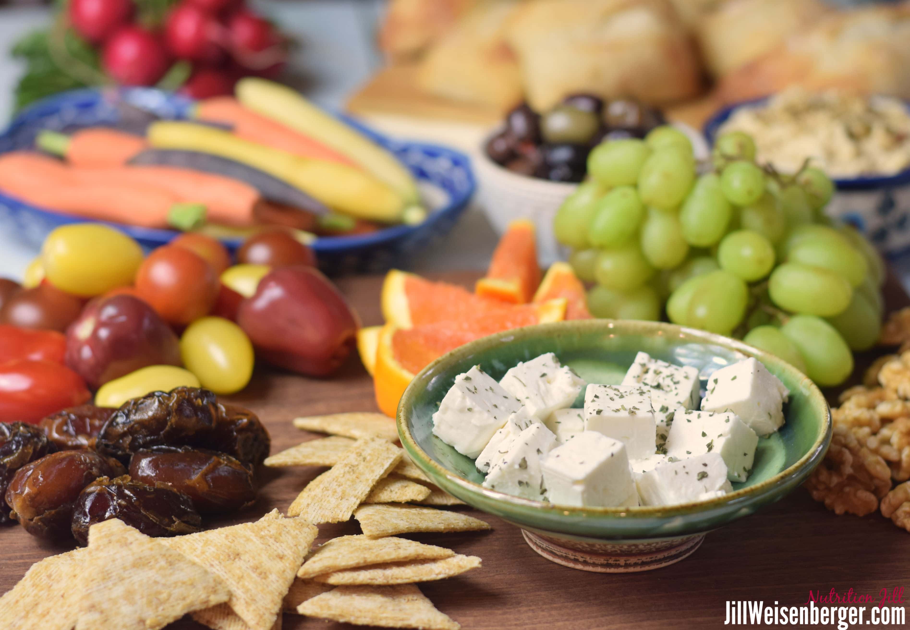 Mediterranean Diet dinner with lots of carbohydrate foods