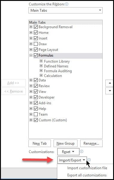 Import or export settings.