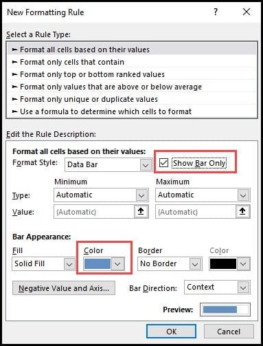 Display the data bar only.