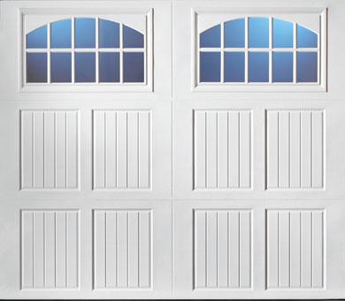 alt=" Amarr Classica carriage house door style Tuscany Danube True White"