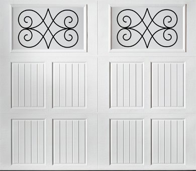 alt=" Amarr Classica carriage house door style Tuscany Jardin True White"