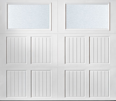 alt=" Amarr Classica carriage house door style Tuscany Obscure True White"