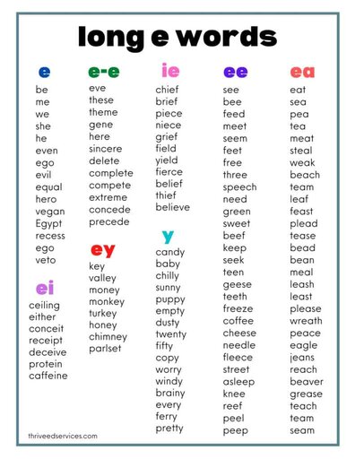 long e words list