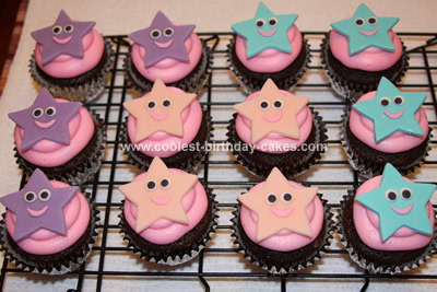 Cute Homemade Dora The Explorer Birthday Cake And Star Cupcakes