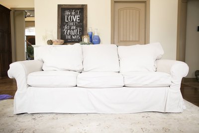 Ektorp Sofa Cover on a Pottery Barn Basic Sofa featured by top US lifestyle blogger, Sengerson