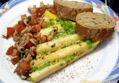 Tortilla mit Erbsen, Spargel und Nordsee-Krabben1