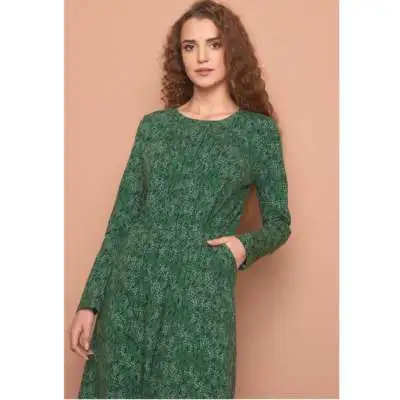 Tranquillo elegantes Jersey Kleid lotus grün mit Falten