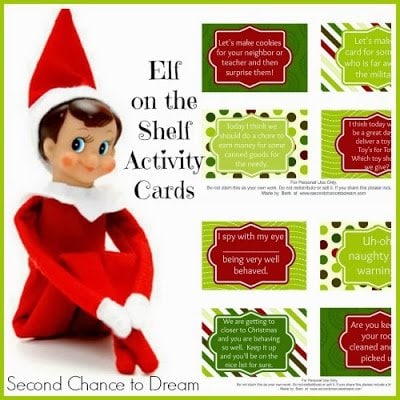 Free Printable Elf on the Shelf Activity Cards by Second Chance to Dream