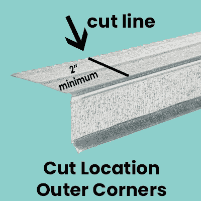 cut marks for drip edge corner