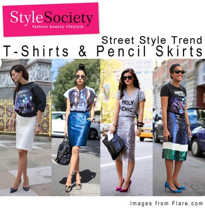 t shirt and pencil skirt outfit