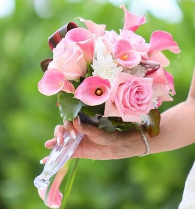 Pink and White Bridal Bouquet