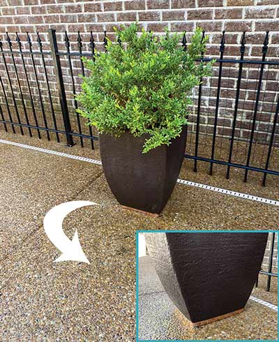planter with cooper tape