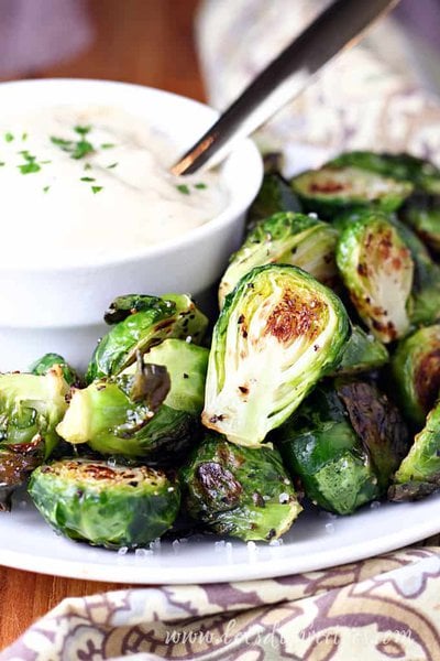 Crispy Brussels Sprouts With Mustard Aioli Let S Dish Recipes Editing this video really made me want to make these roasted brussels sprouts again, so you know they are good! crispy brussels sprouts with mustard