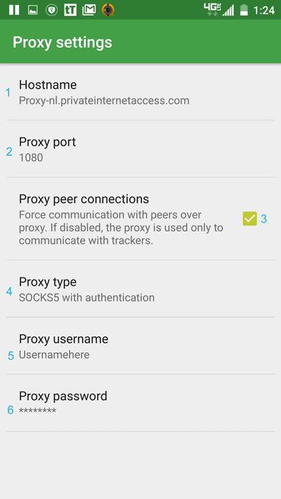 tTorrent Proxy Settings