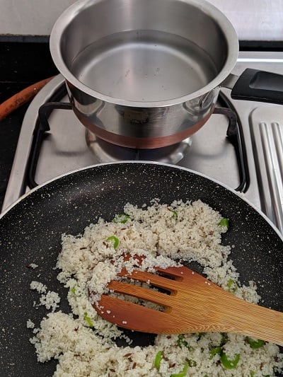 Boil the water to be added to the bhagar