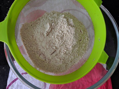 Sifting Khapli flour
