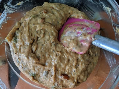Mixing the vegan banana bread batter