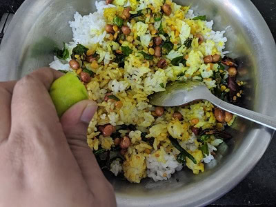 Lemon Juice squeezed into the rice after tempering is added