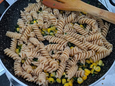 pasta added with vegetables