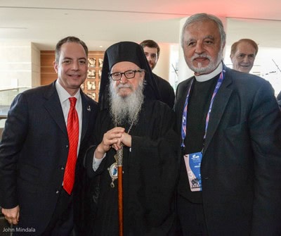 Reince Priebus (left) with Abp. Demetrios (center)