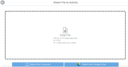 Close up photo of ways to attach a file to a Seesaw assignment.