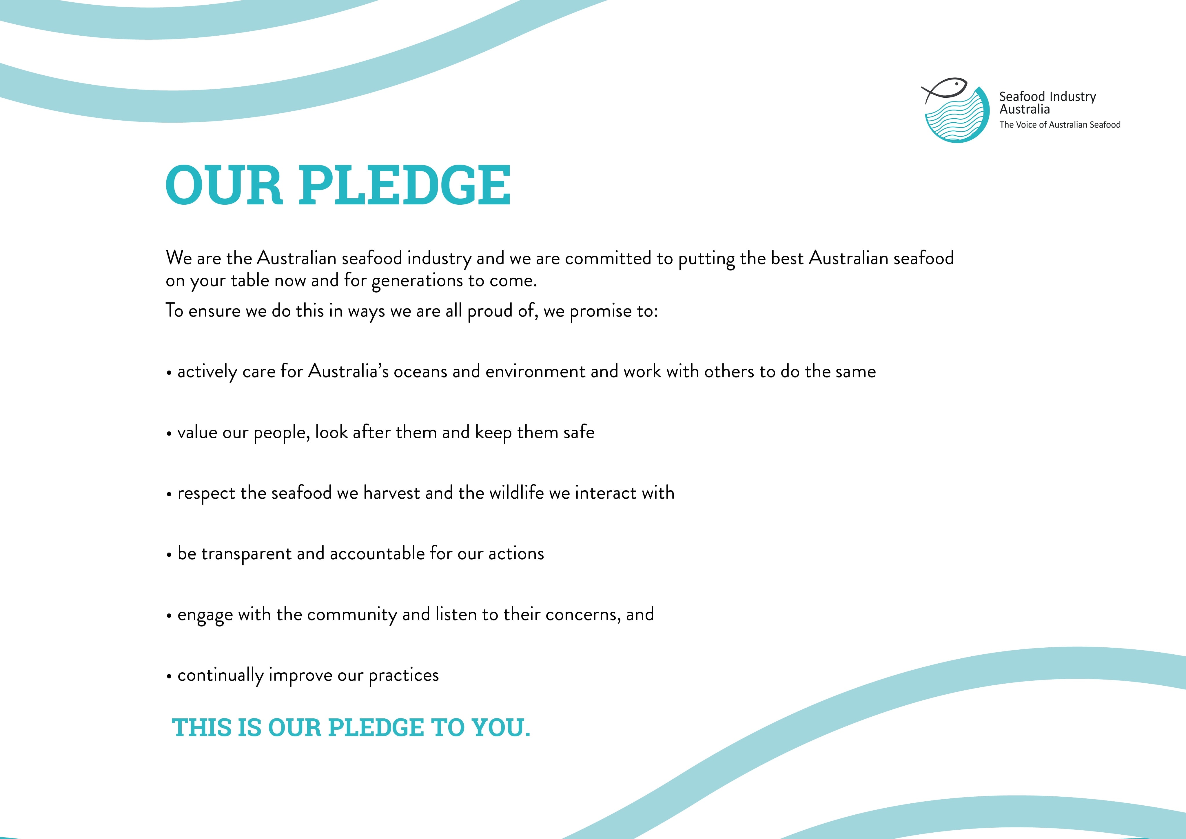 2019-10-006_SIA_Pledge Our pledge: Australian seafood industry response to community values and expectations