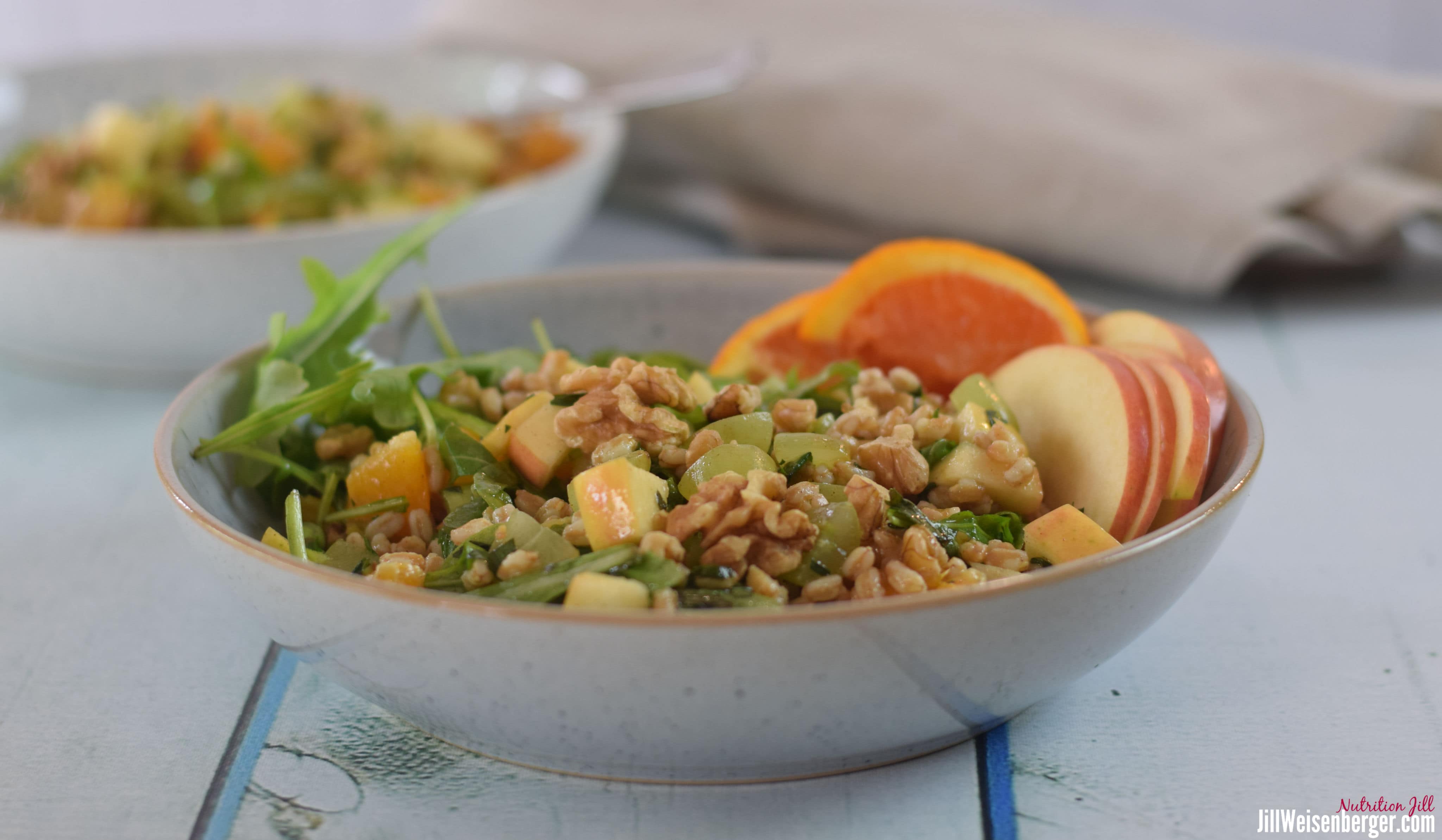 farro salad in bowls
