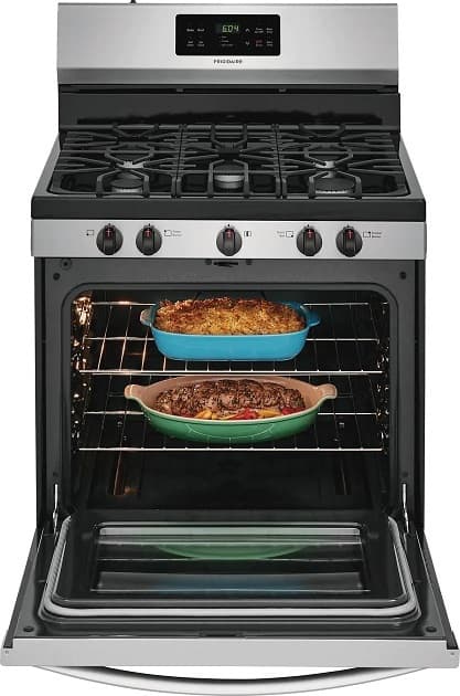 image of Frigidaire FFGF3054TS 30 inch range with oven door and food inside