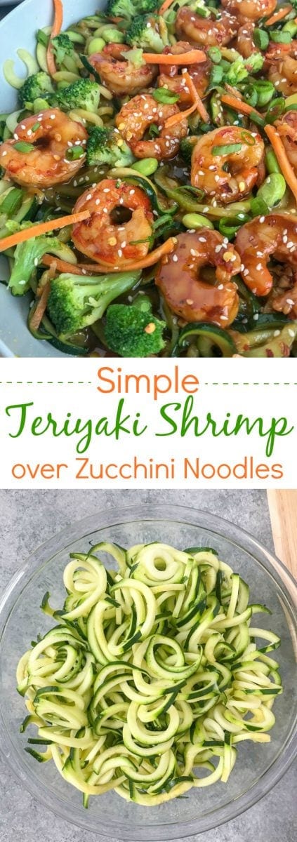 Simple Teriyaki Shrimp Over Zucchini Noodles With Peanut Butter On Top