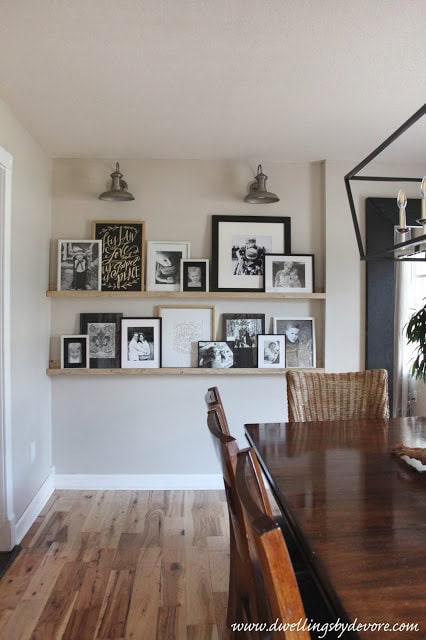 photo ledge with family photos