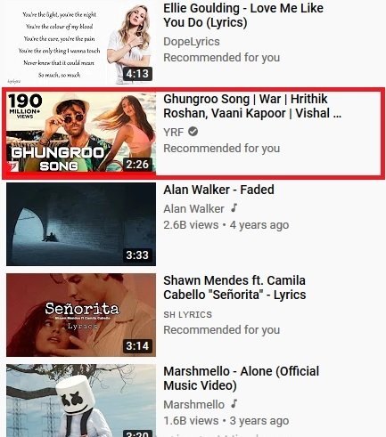 Video selection for download youtube videos