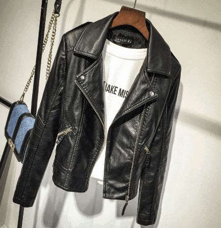 leather jacket with yoga pants