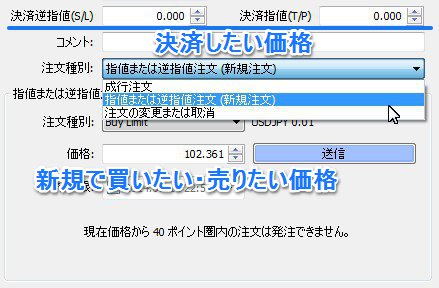 新規指値逆指値注文