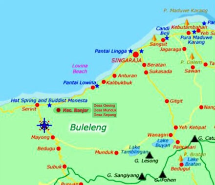 Peta Desa Gesing, Kecamatan Banjar, Kabupaten Buleleng, Bali.
