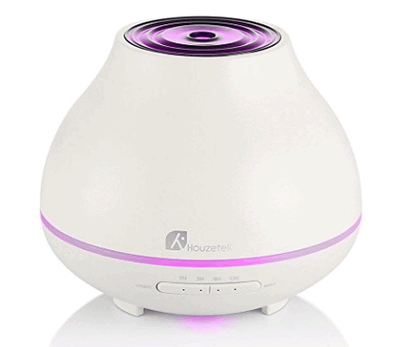 Aromatherapy Aroma Essential Oil Diffuser, Houzetek 300ml Ultrasonic Cool Mist Humidifier with Color LED Lights Changing & 4 Timer Settings, Whisper-Quiet Operation for Home Bedroom Office.