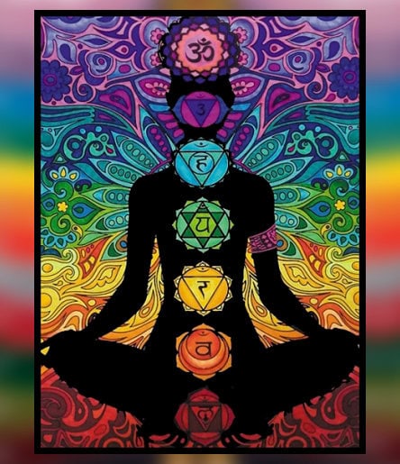 chakra_fantasy Corpo umano con i 7 chakra disegnati artisticamente