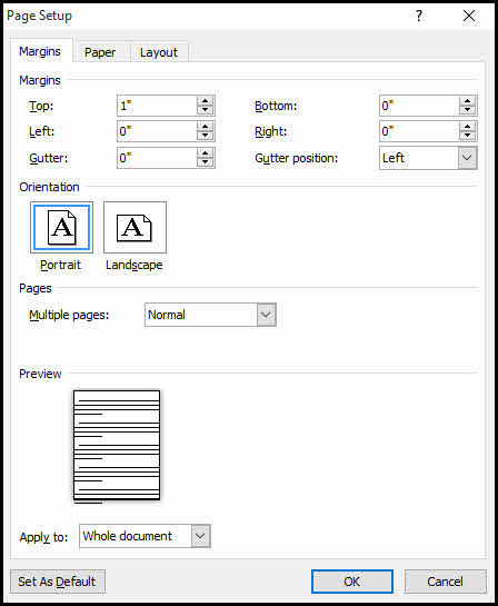Setting Word margins