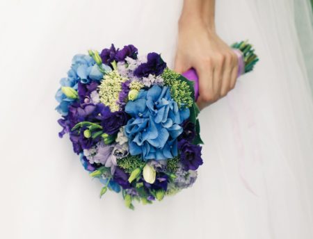 Blue and Purple Bridal Bouquet