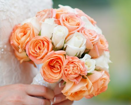 Biedermeier Bouquet of orange and white flowers