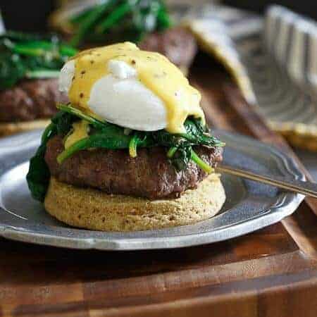 Open Faced Burger Eggs Benedict