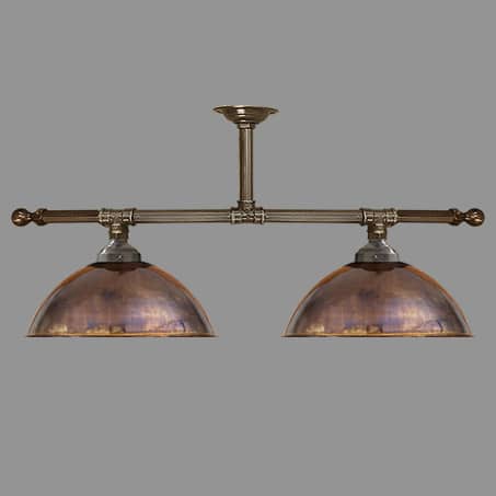 Industrial Pendant two Light Bar Copper Shades.
