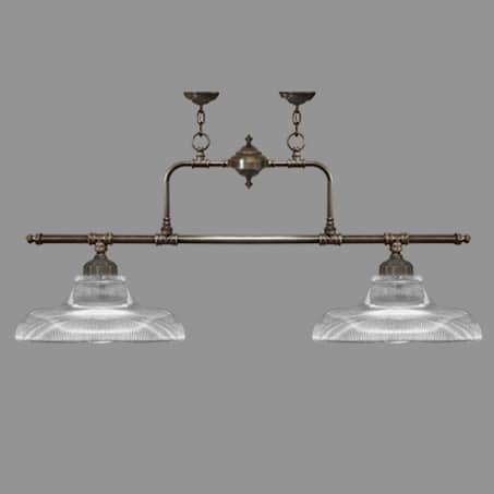 Lighting Pendant Double Bar Ribbed Glass Antique