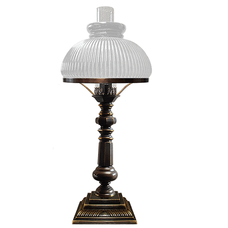 Victorian oil style table lamp with Opal ribbed Glass Cowl