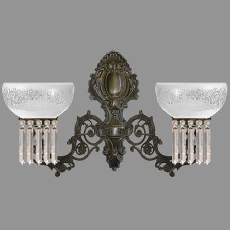 Double Arm Victorian Wall Light with Crystal Drops