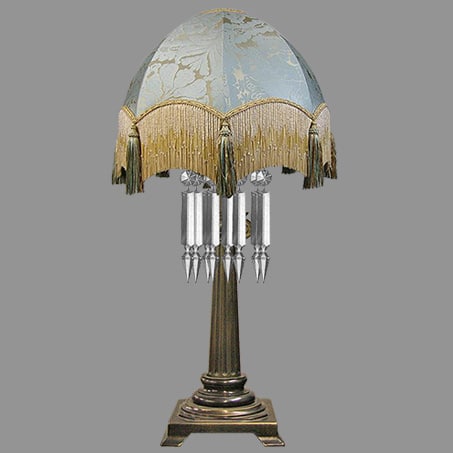 Victorian Table Lamp Crystal Drops Tassel Shade